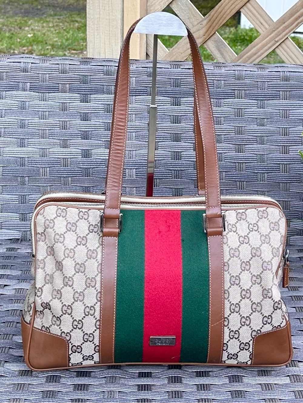 ❤️Gucci Limited Edition Canvas and Leather Sherry Line Tote